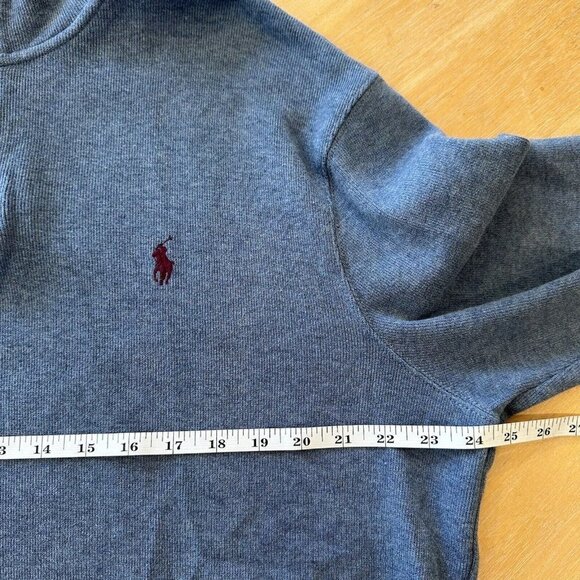 Polo by Ralph Lauren Mens Blue Cotton Mock Neck 1/4 Zip Pullover Sweater Size L - Picture 8 of 9